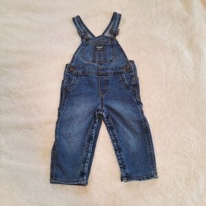 OshKosh Denim Blue Jean Bib Overalls Toddler Size 18 Months Adjustable Straps LN